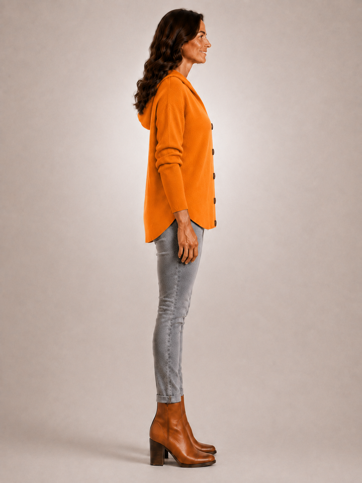 Rosalie | Cardigan à capuche boutonné en maille côtelée