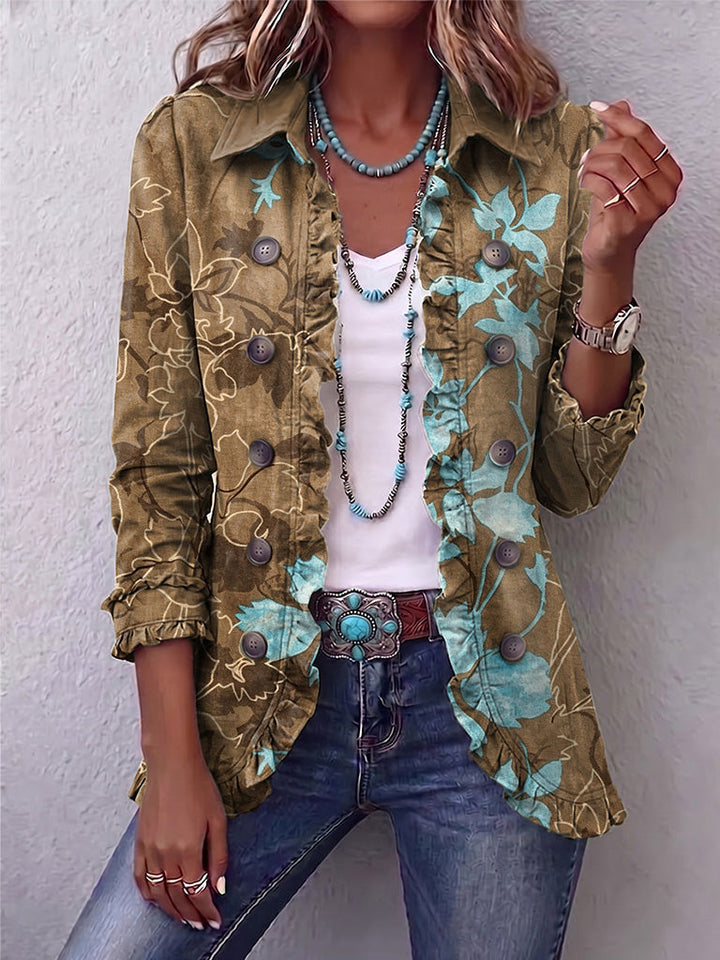 Sundara | Veste volantée bohème à imprimé floral dégradé
