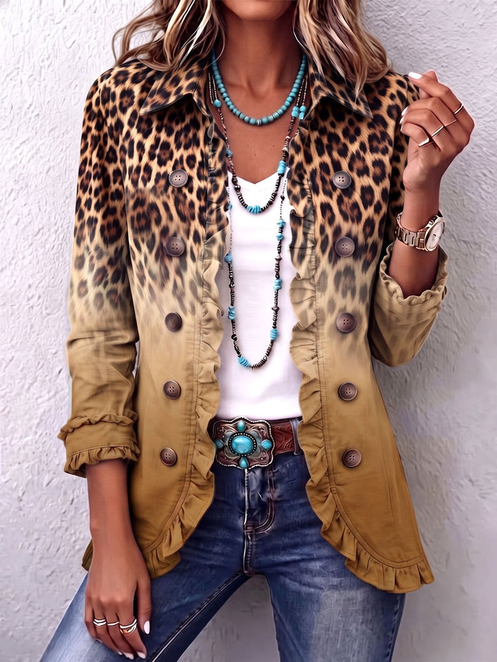 Elspeth | Blazer volanté léopard dégradé multicolore