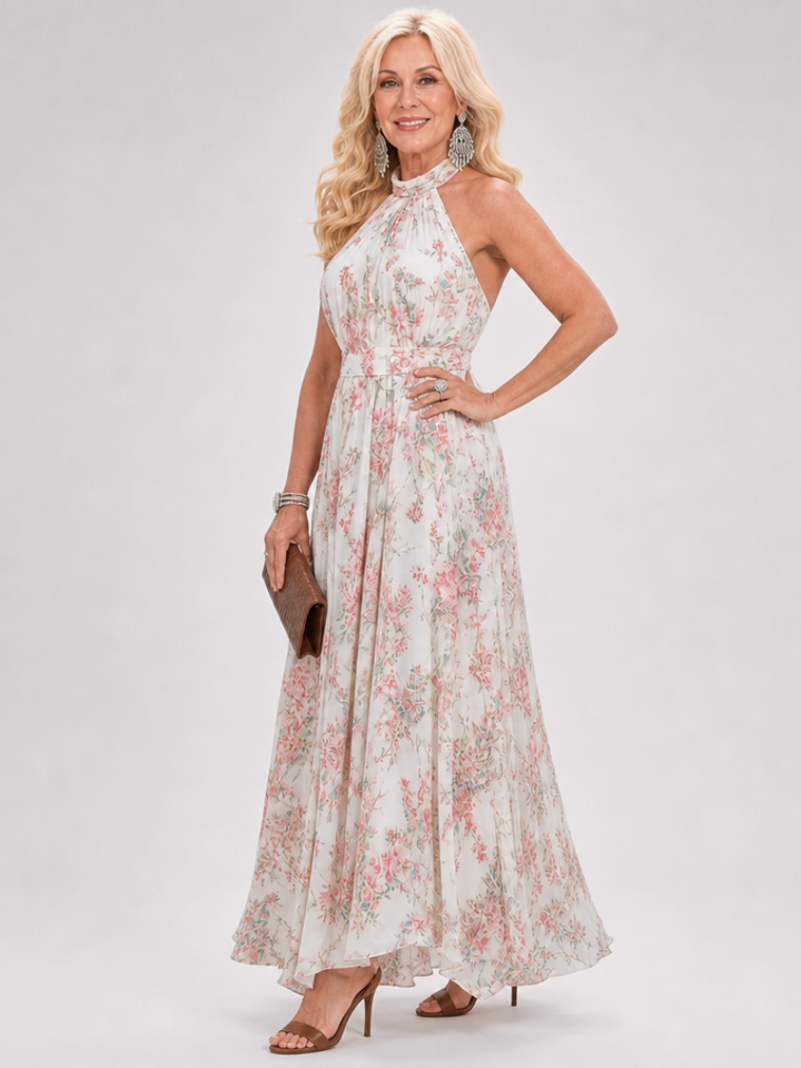 Fanny — Robe longue dos nu à jupe froncée