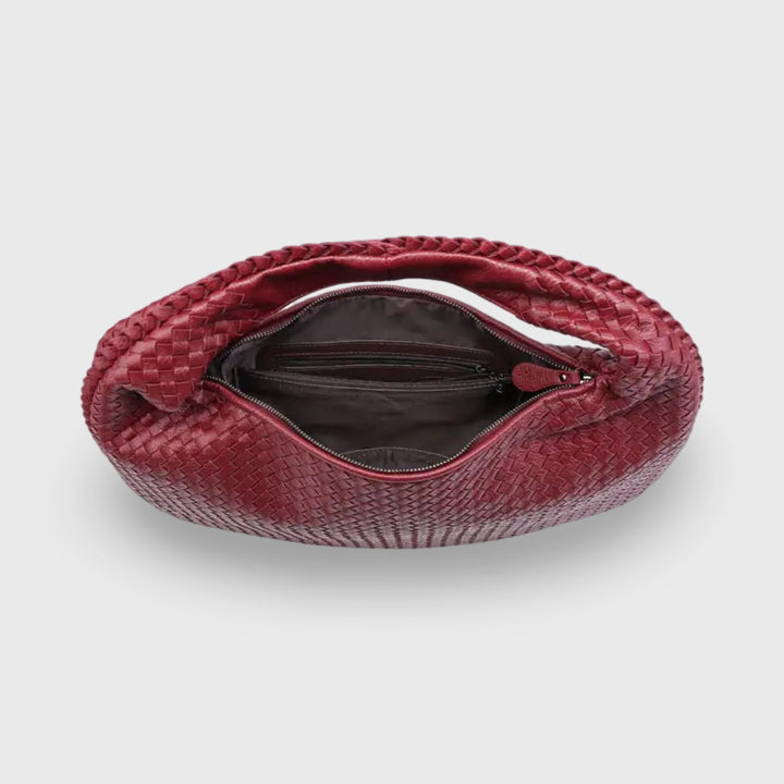 Sac porté épaule Cabas Tressé XL bordeaux vu de côté