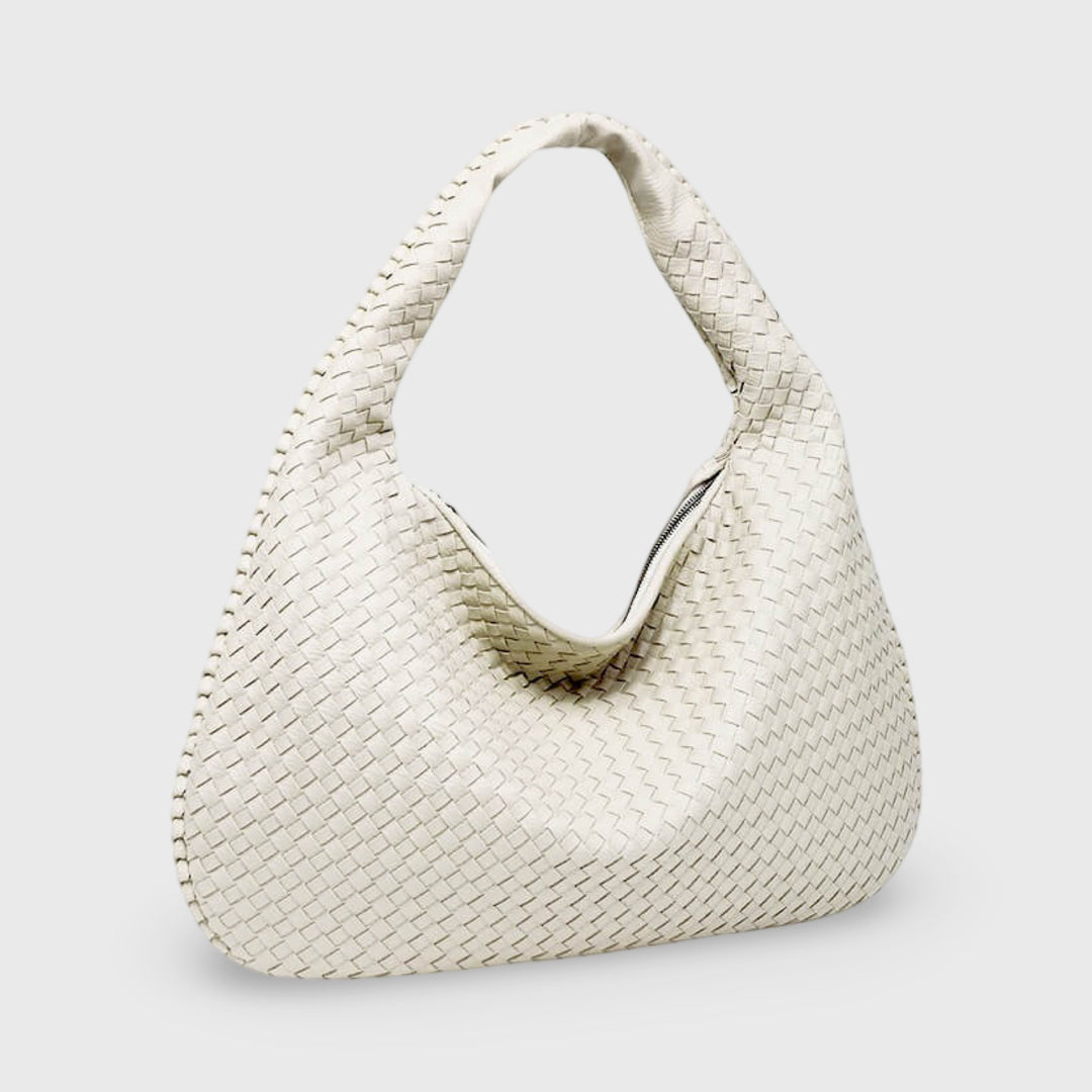 Sac porté épaule Cabas Tressé XL blanc vu de face