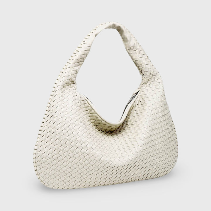 Sac porté épaule Cabas Tressé XL blanc vu de face