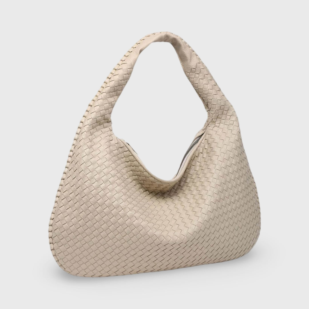 Sac porté épaule Cabas Tressé XL sable vu de face