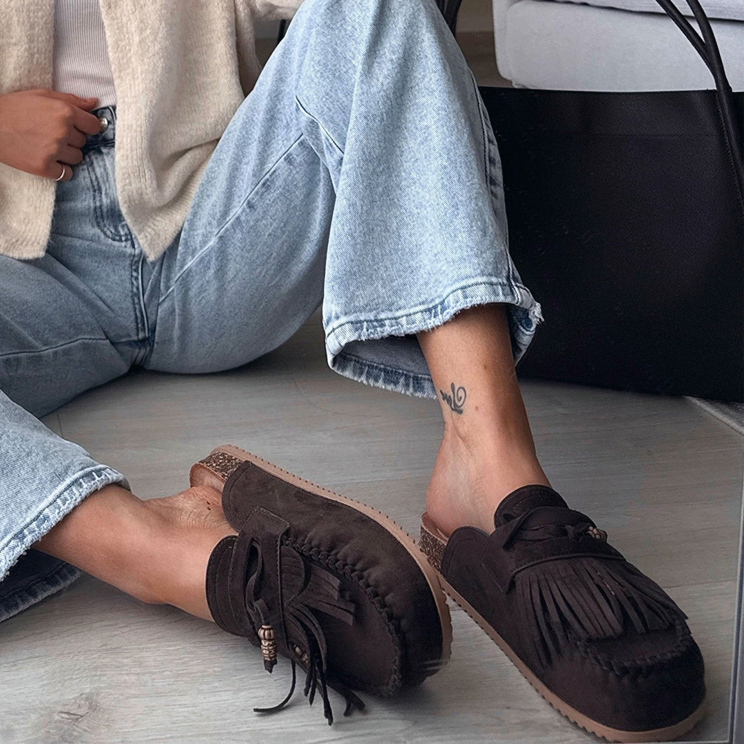 Paule | Mules marron foncé à semelle anatomique