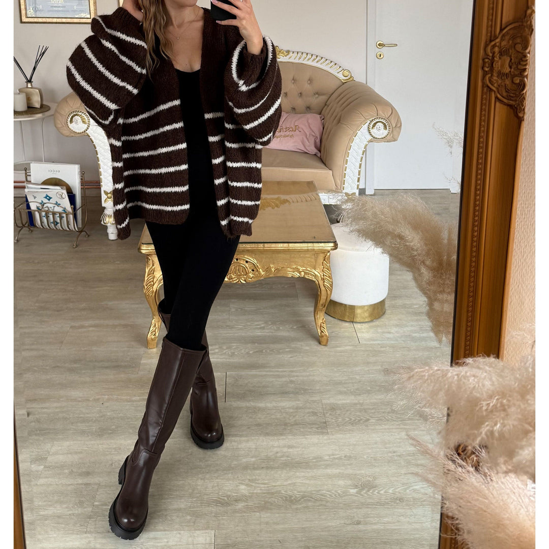 Simone | Bottes hautes marron à semelle épaisse