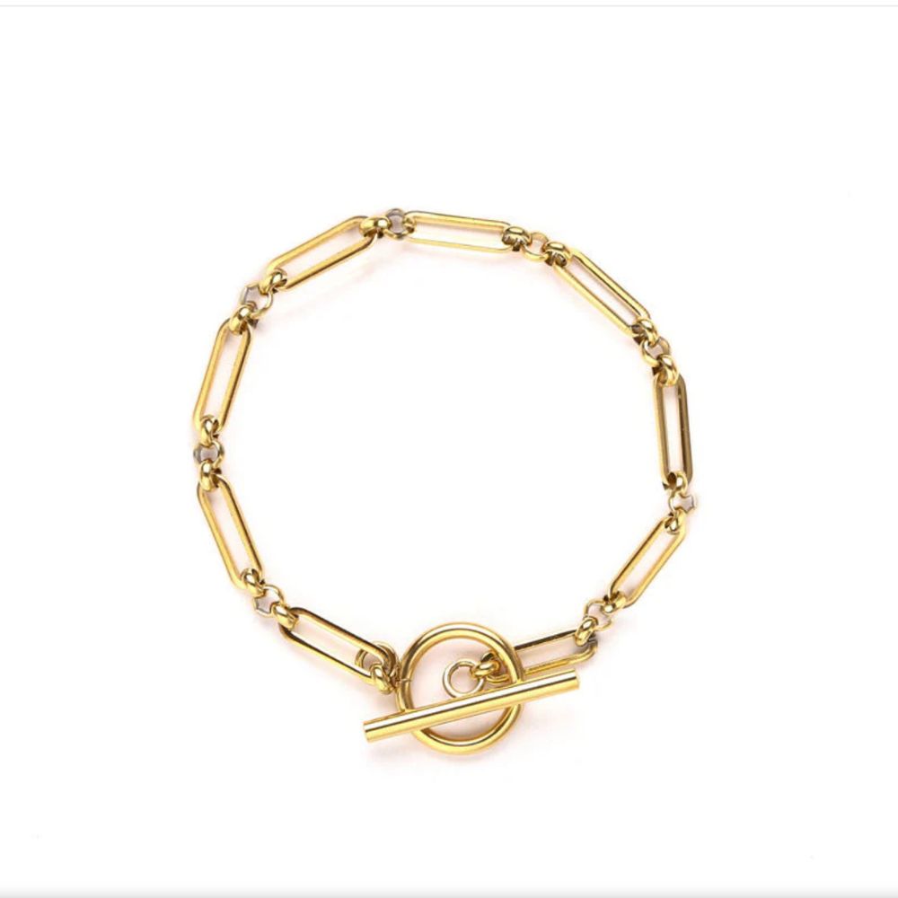 Maillon Ancre | Bracelet doré à maillons avec fermoir en T – Vue 01