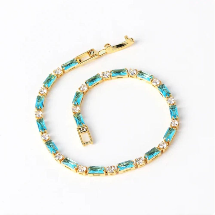 Rangée de Barres | Bracelet doré avec pierres turquoise – Vue 02