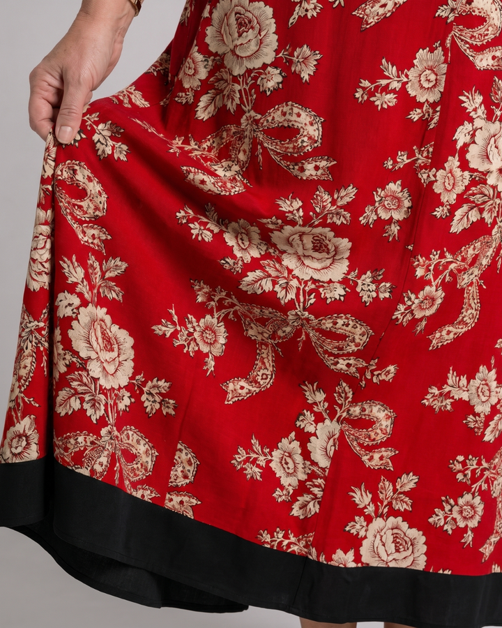 Zoé — Robe longue à fleurs vintage rouge