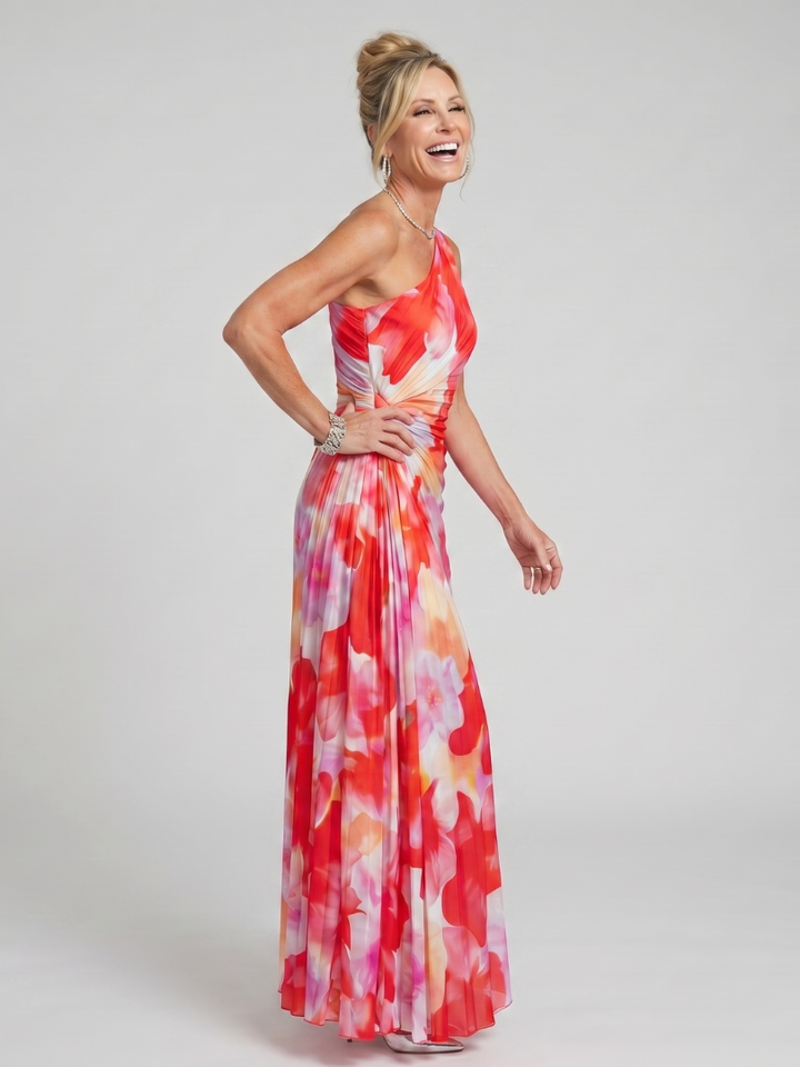 Quiterie — Robe longue asymétrique en plissé