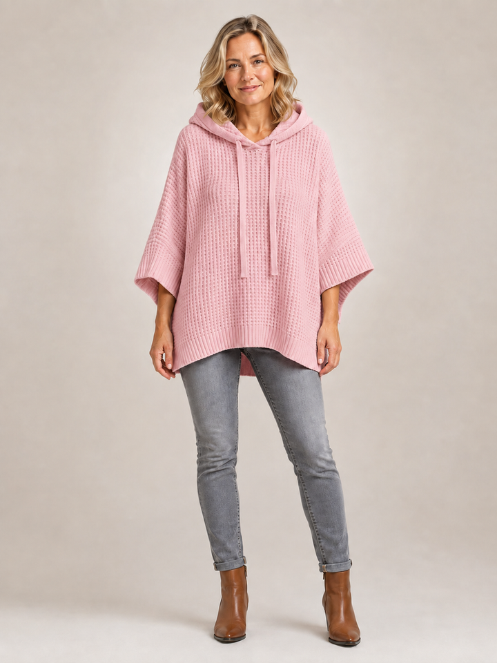 Capucine | Pull à capuche oversize en maille gaufrée