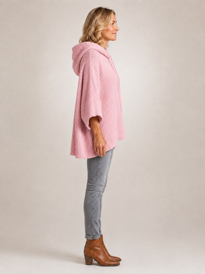 Capucine | Pull à capuche oversize en maille gaufrée