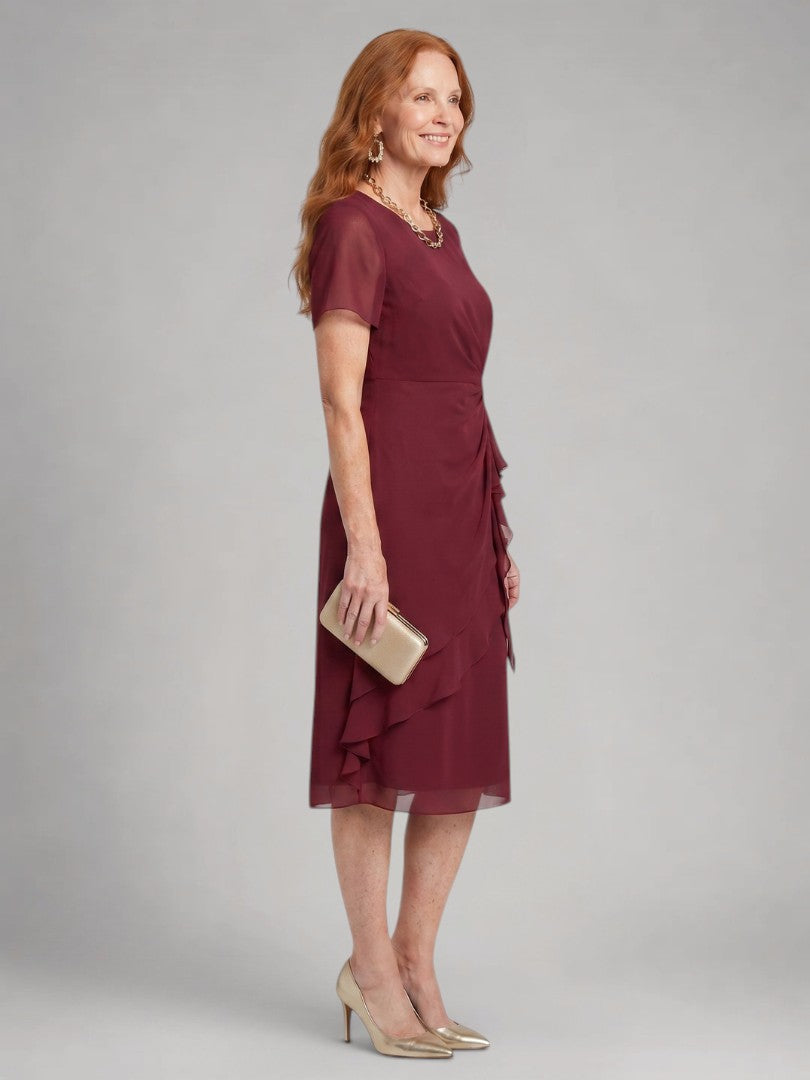 Philippa — Robe midi à volants et taille torsadée