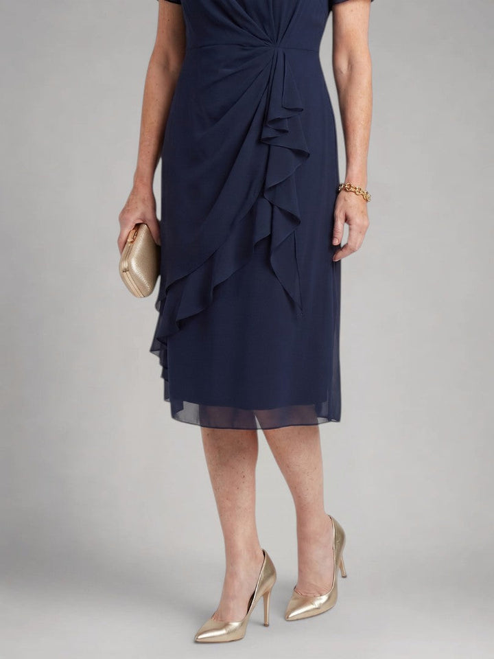 Philippa — Robe midi à volants et taille torsadée