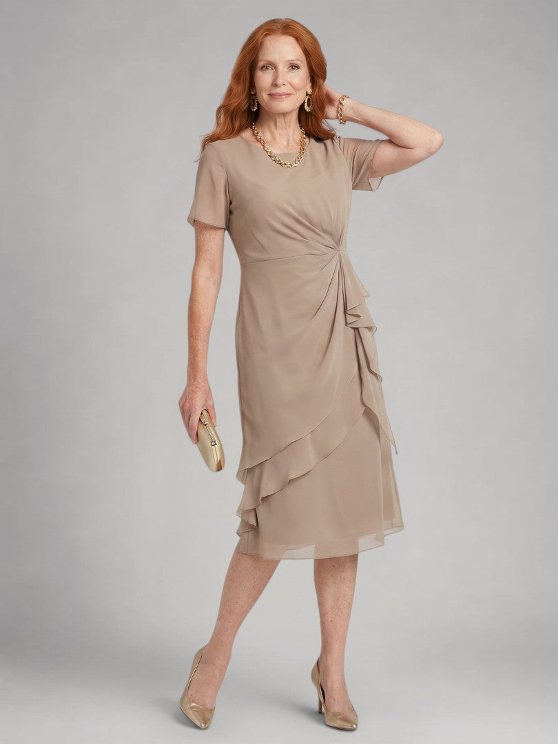 Philippa — Robe midi à volants et taille torsadée