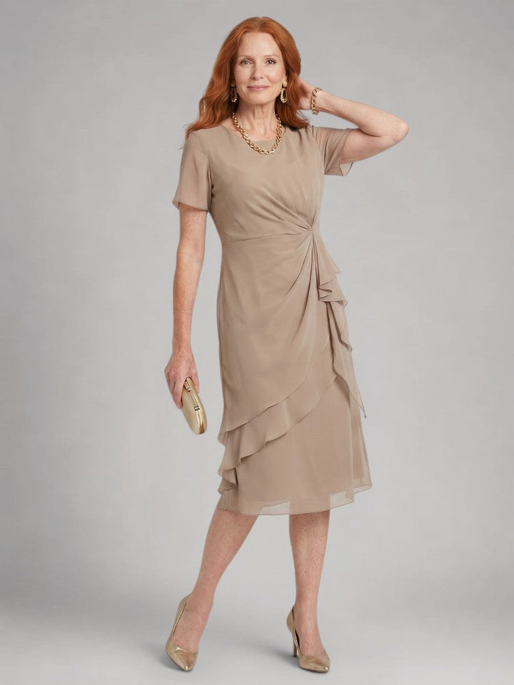 Philippa — Robe midi à volants et taille torsadée