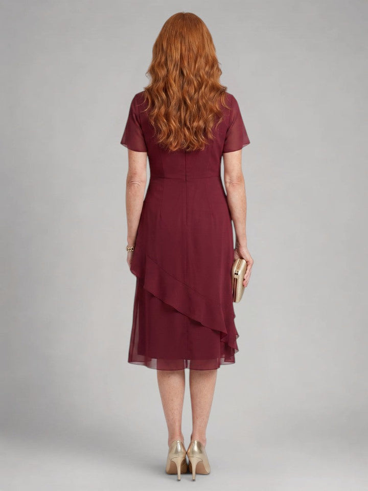 Philippa — Robe midi à volants et taille torsadée
