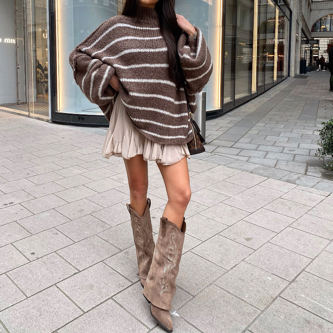 Ghislaine | Bottes western brodées marron