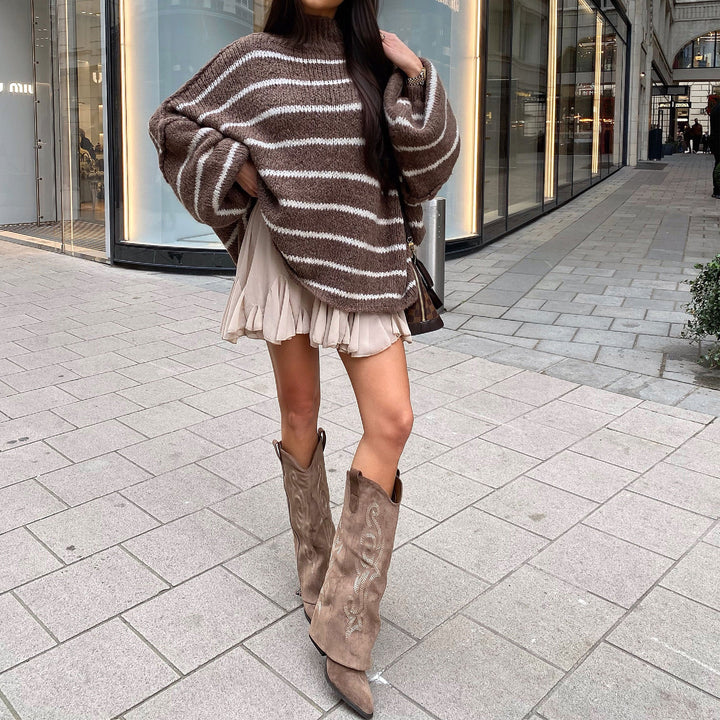 Ghislaine | Bottes western brodées marron