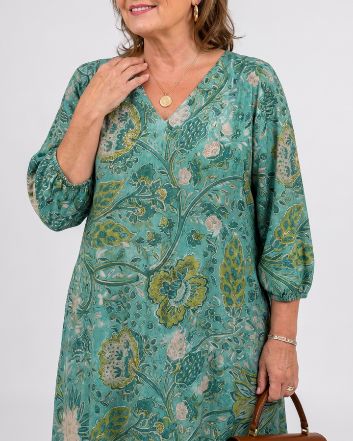 Ernestine — Robe longue à rinceaux botaniques