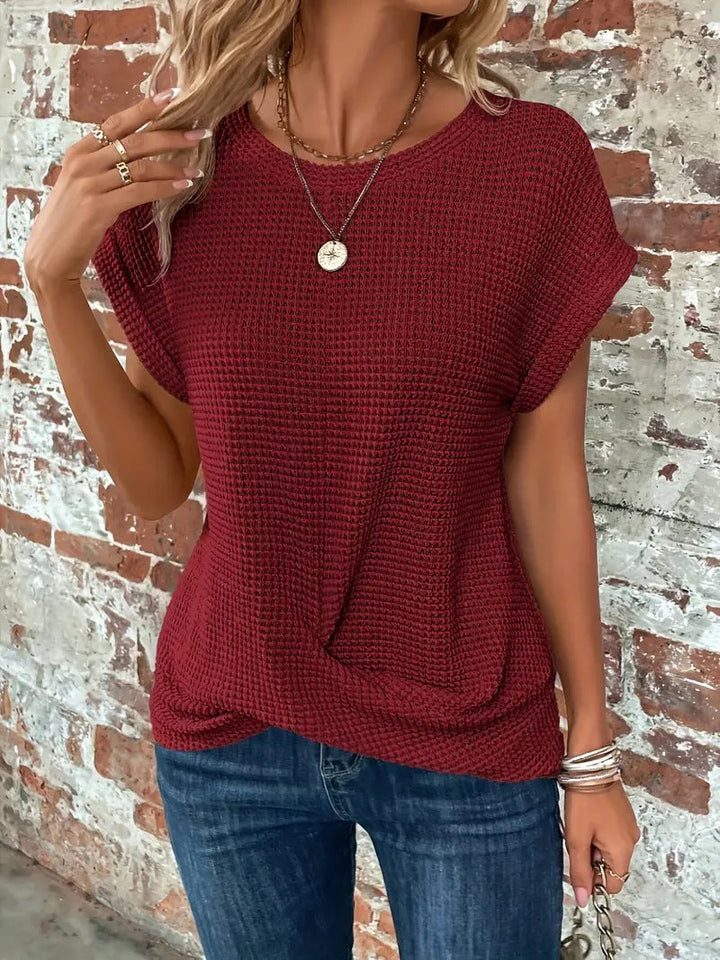 Urielle | T-shirt à texture gaufrée — Bordeaux