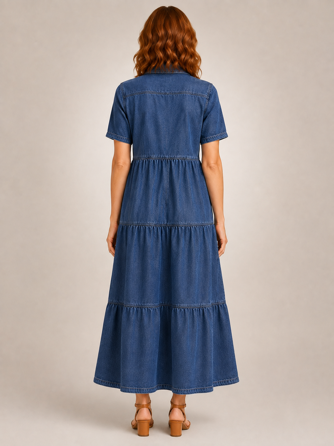 Madeleine | Robe chemise midi boutonnée à volants