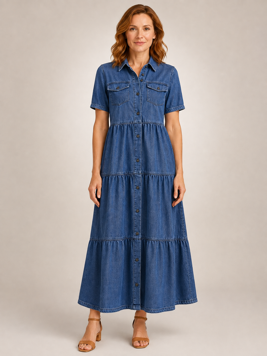 Madeleine | Robe chemise midi boutonnée à volants