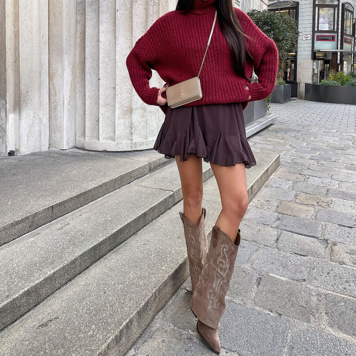Ghislaine | Bottes western brodées marron