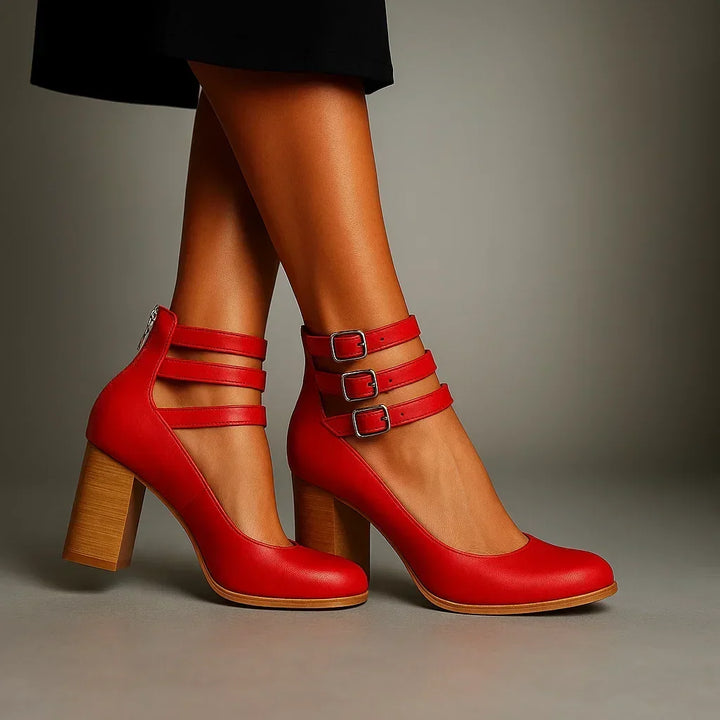 Régine | Escarpins à talon bloc et brides à boucles