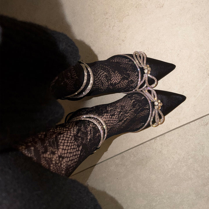 Annette | Escarpins noirs à nœud en strass
