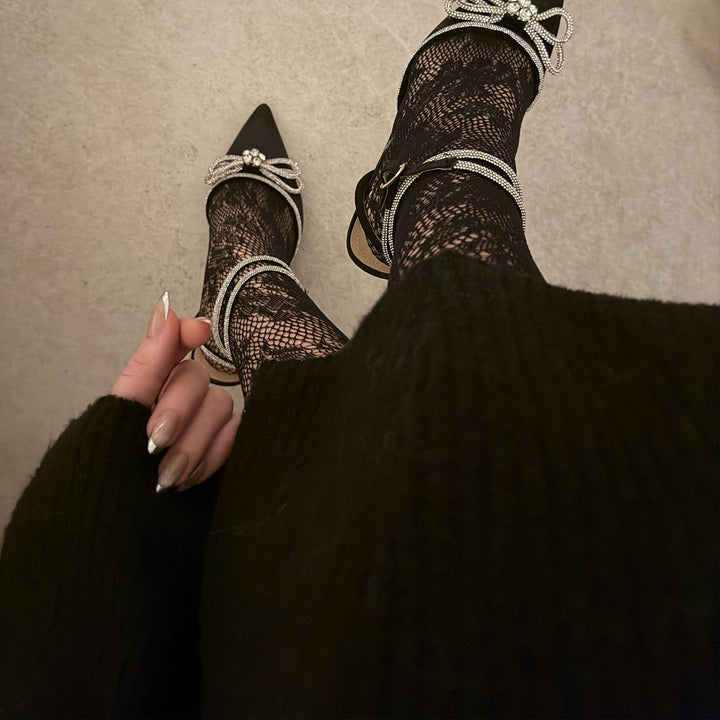 Annette | Escarpins noirs à nœud en strass