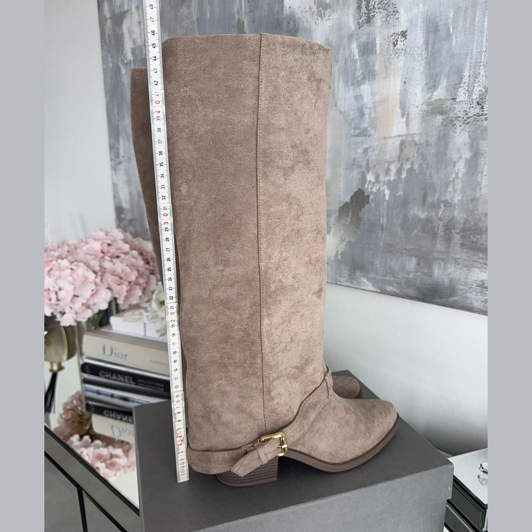 Philippine | Bottes hautes beiges à boucle