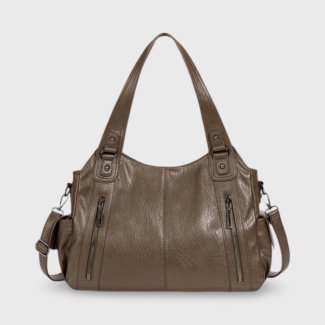 Sac porté épaule Valentine taupe vu de face