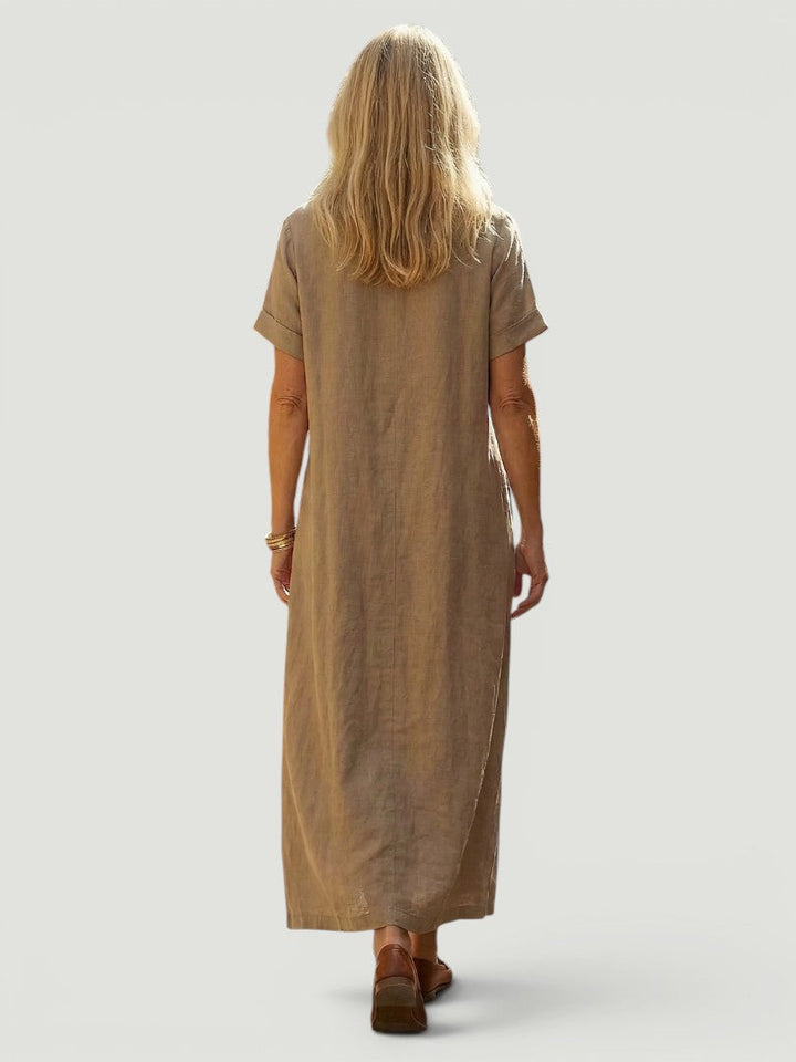 Soline — Robe longue droite à encolure ronde