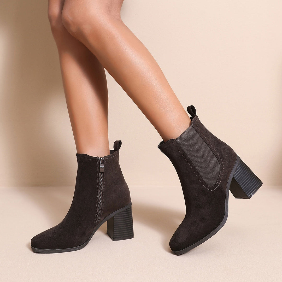 Éléonore | Bottines marron à talon bloc
