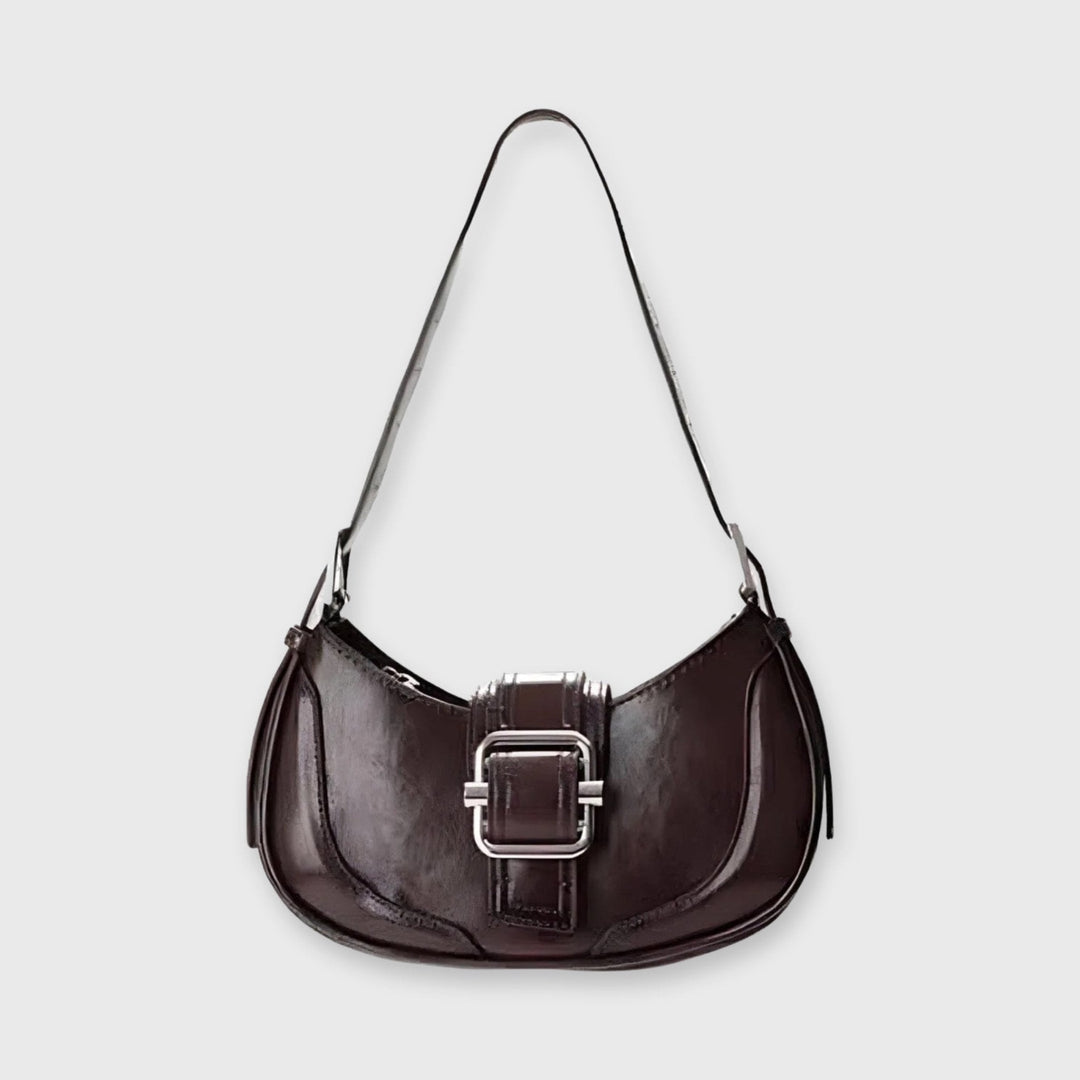 Sac bandoulière Ceinture Vintage brun foncé vu de face