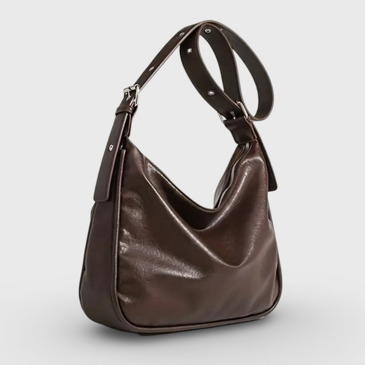 Sac porté épaule Bureau Vintage brun foncé vu de côté