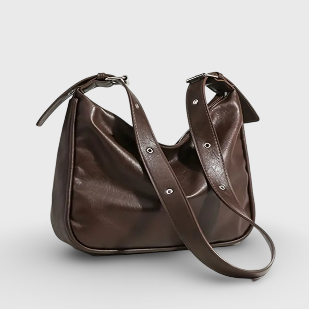 Sac porté épaule Bureau Vintage brun foncé, photo détail
