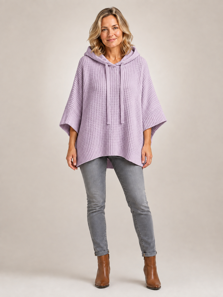 Capucine | Pull à capuche oversize en maille gaufrée