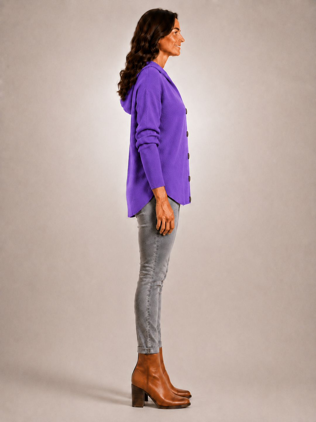 Rosalie | Cardigan à capuche boutonné en maille côtelée