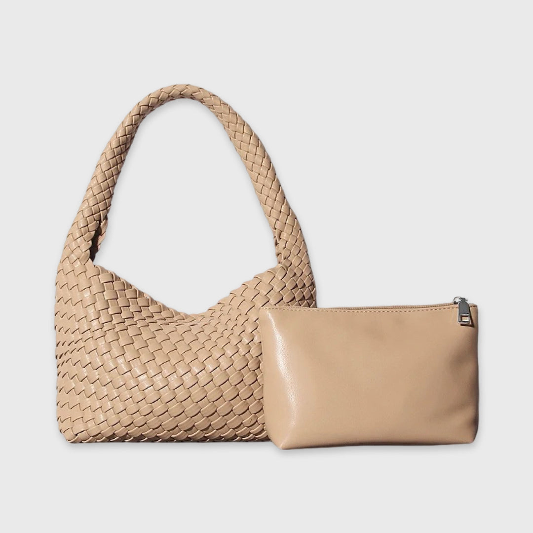 Sac porté épaule Tressé sable vu de face
