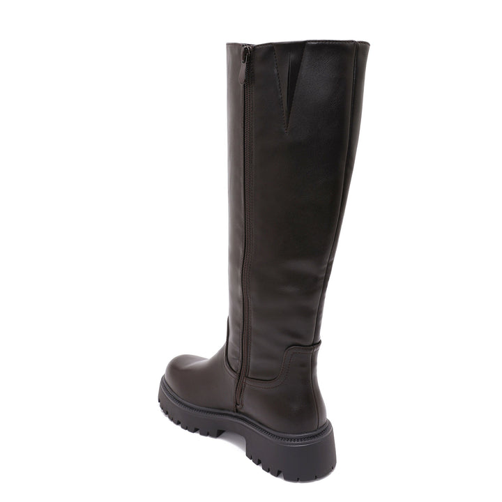 Quitterie | Bottes hautes marron à semelle massive