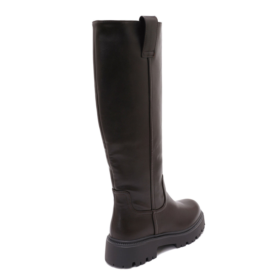 Quitterie | Bottes hautes marron à semelle massive