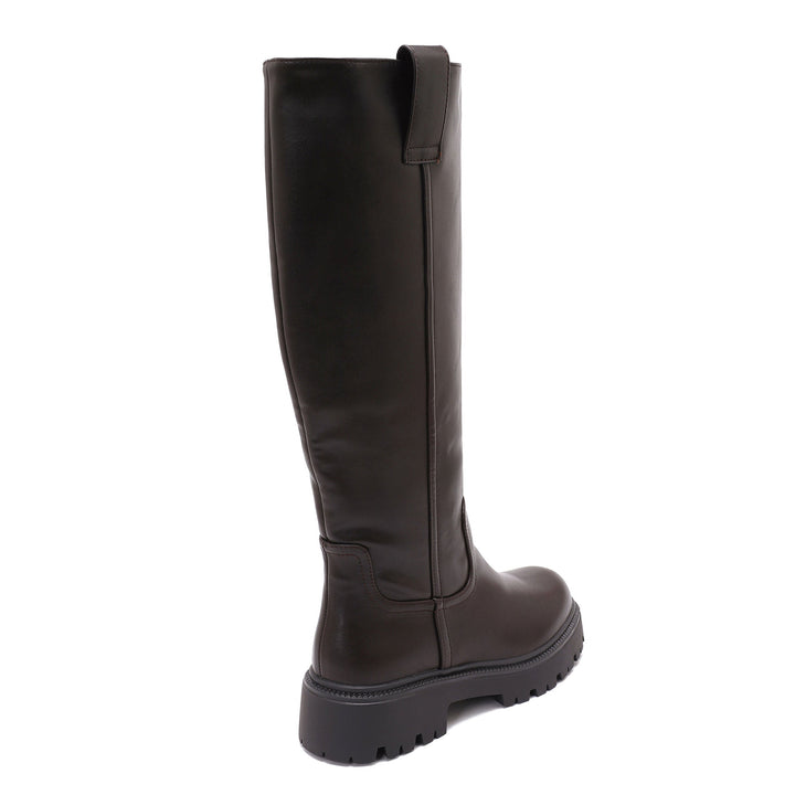 Quitterie | Bottes hautes marron à semelle massive