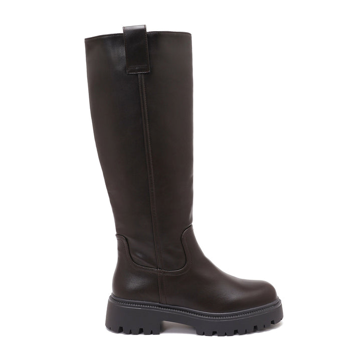 Quitterie | Bottes hautes marron à semelle massive