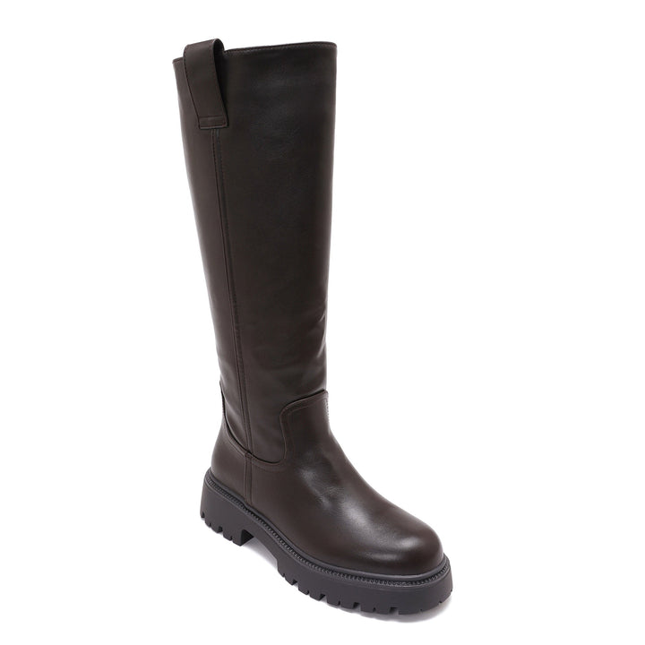 Quitterie | Bottes hautes marron à semelle massive