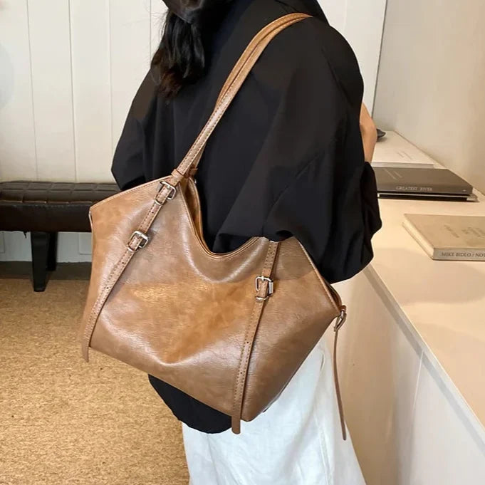 Sac cabas Yara cognac vu de côté