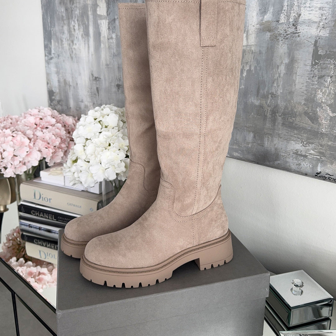 Roseline | Bottes hautes beiges à semelle épaisse