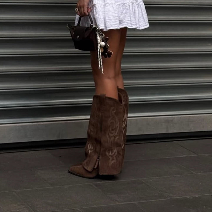 Ghislaine | Bottes western brodées marron