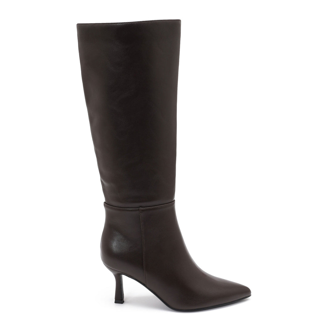 Reine | Bottes en cuir marron à talon kitten
